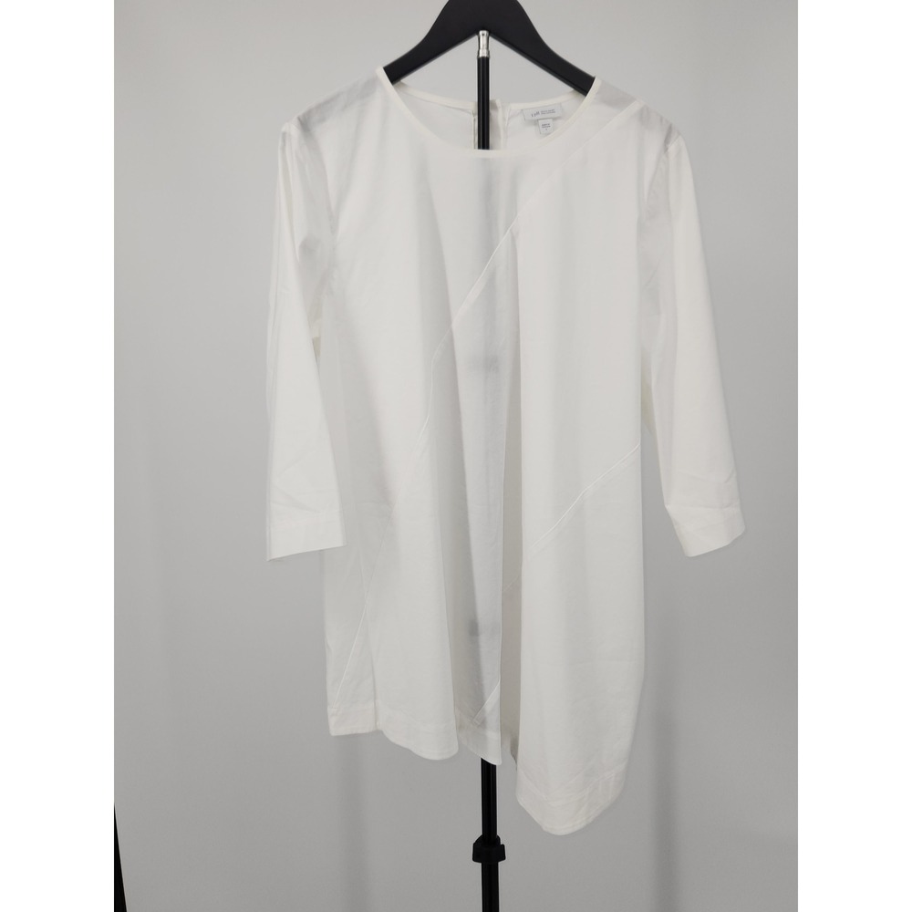 J. Jill White Shirt Collection Asymmetrical Tunic Top White Cotton Blend Large